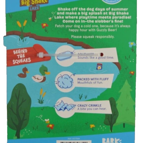 Bark Big Shake Lake Guzzly Beer Squeaker Crinkle Fluff Dog Toy - Picture 4 of 5